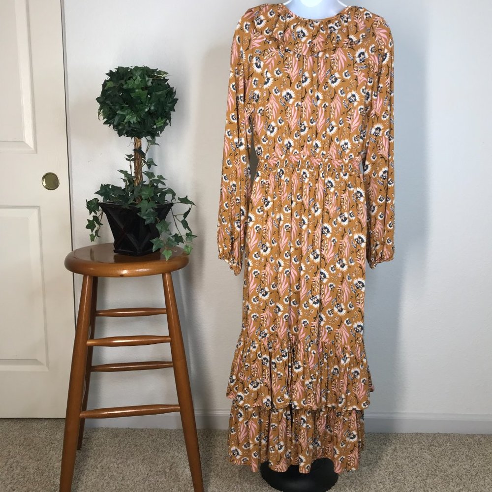 Universal Thread L/S Dress | Brown Floral | X-Small - Picture 8 of 12